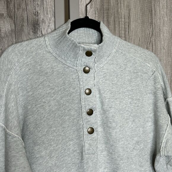 Aerie Sweatshirt Size XS Oversized Mock Neck Pockets Gray Athleisure - Picture 2 of 8